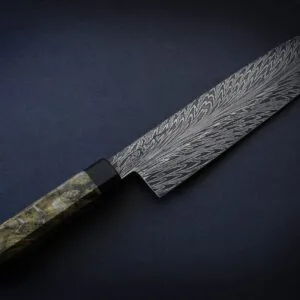 Santoku Damasco Pluma 215 mm con patr\u00f3n de acero forjado